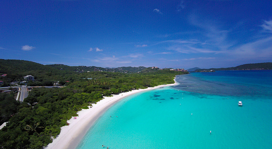 aerial view of Lindquist Beach in St. Thomas, US Virgin Islands